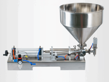 Vista frontal de la máquina dosificadora 100–1000 ml ideal para mermeladas, cremas y productos alimentarios viscosos