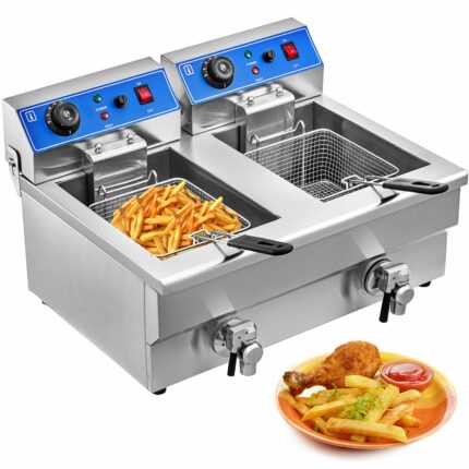 Friggitrice elettrica per fritture di pesce e patate 2x10L