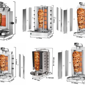 maquinas de kebab a gas pequeñas y grandes