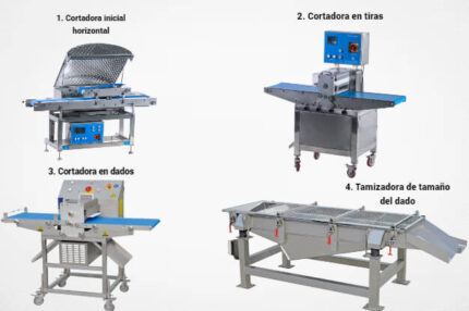 Maquina industrial lineal cortadora de pechugas de pollo