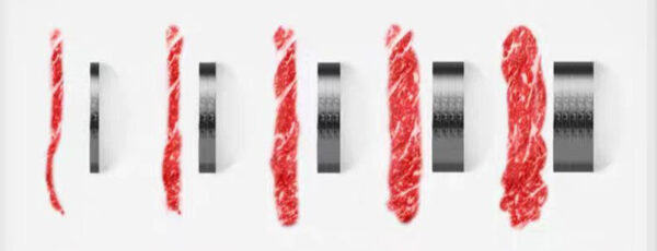 Custom blades for cutting meat into thin to thick steaks