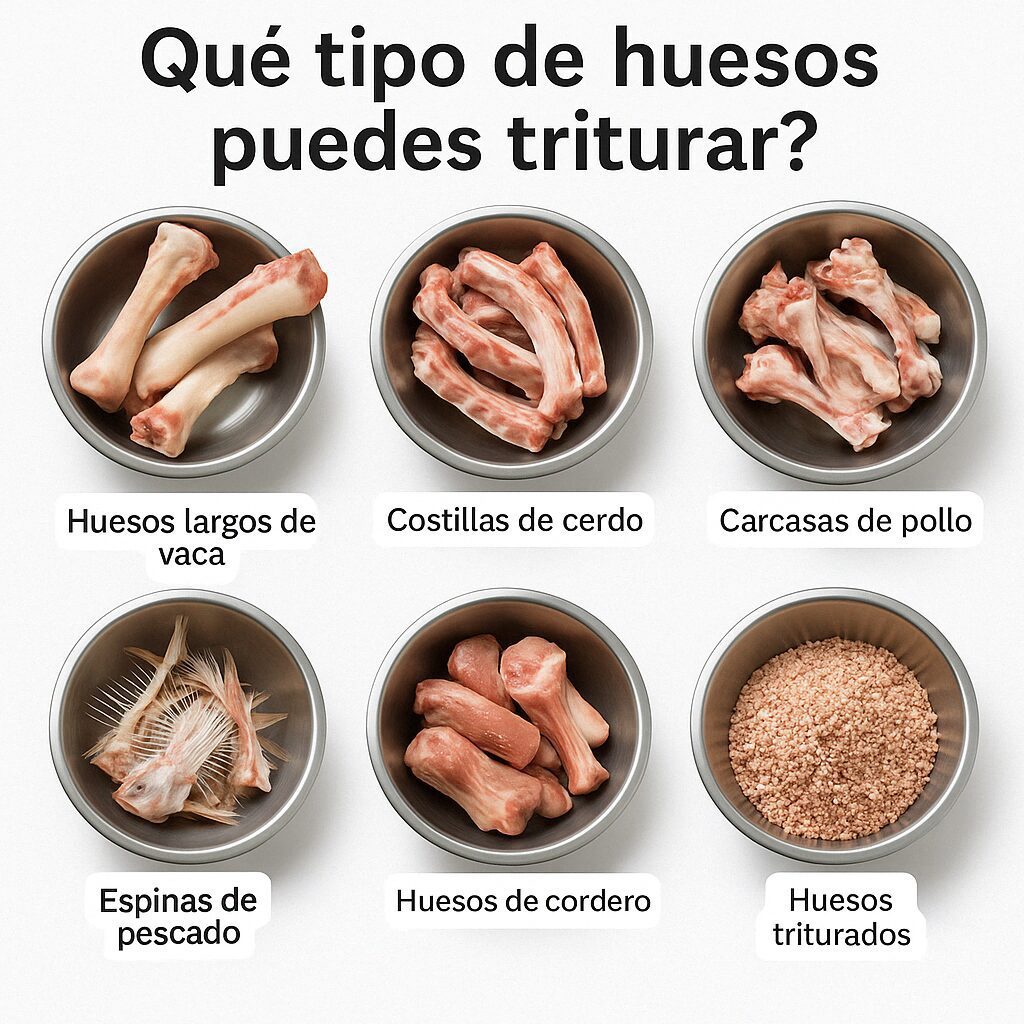 Maquina tipos de huesos que se pueden triturar